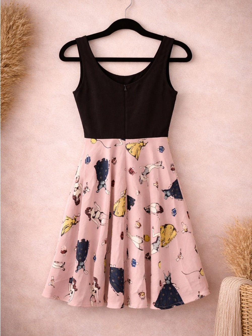 Smak Parlour XS Black Skater Dress Retro Rockabilly Full Back Zip